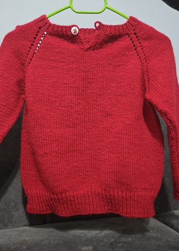 Kız Çocuk Kırmızı Triko Kazak - Görsel 2