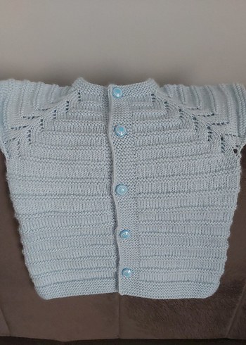 Düğmeli Erkek Çocuk Gri Triko Hırka - Görsel 5