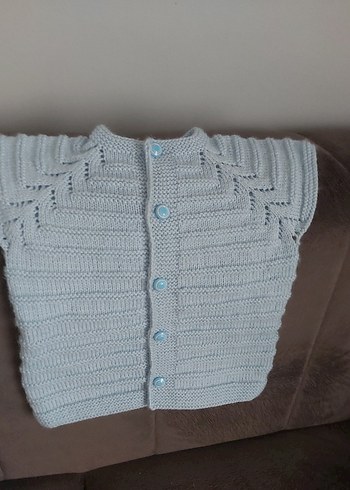 Düğmeli Erkek Çocuk Gri Triko Hırka - Görsel 3