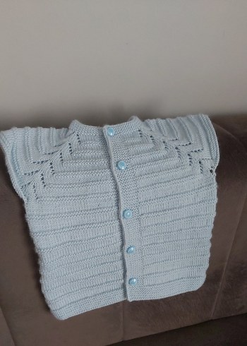 Düğmeli Erkek Çocuk Gri Triko Hırka - Görsel 4