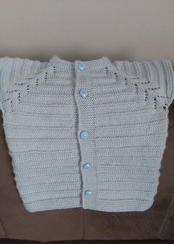 Düğmeli Erkek Çocuk Gri Triko Hırka - Görsel 6