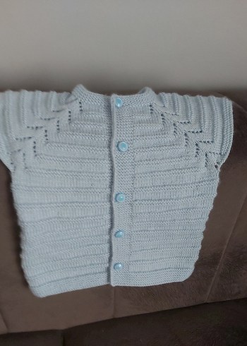 Düğmeli Erkek Çocuk Gri Triko Hırka - Görsel 2