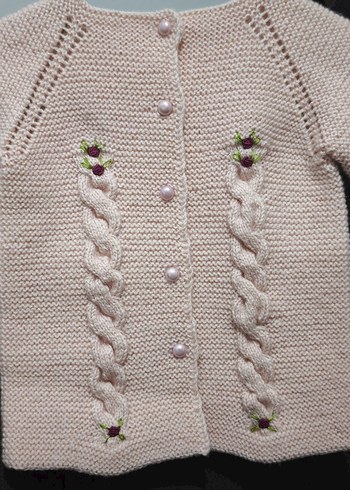 Nakışlı Örgü Kız Hırka - Görsel 3