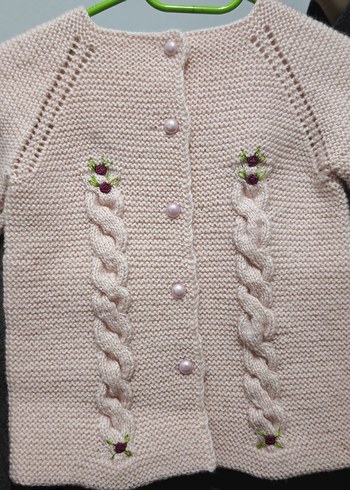 Nakışlı Örgü Kız Hırka - Görsel 2