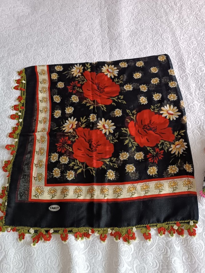 Dantel Detaylı Çok Renkli Bohem Kadın Fular - Görsel 2