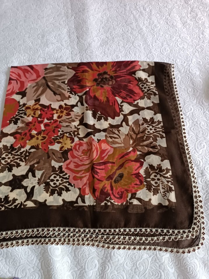 Dantel Detaylı Kahverengi Bohem Kadın Şal - Görsel 3