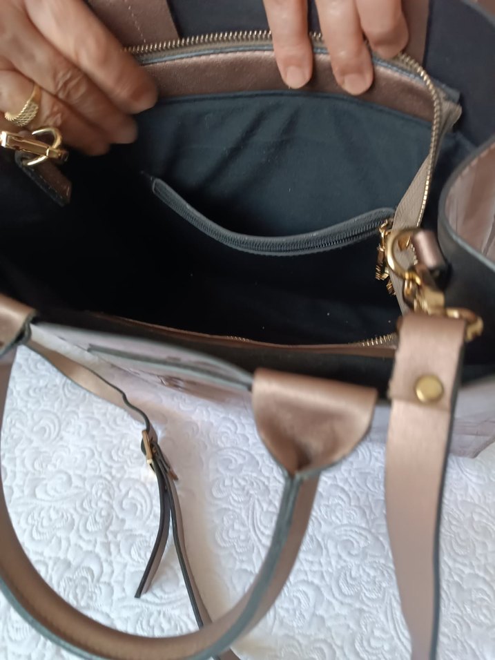 Parlak Bakir rengi Deri Kadın Çanta - Görsel 5