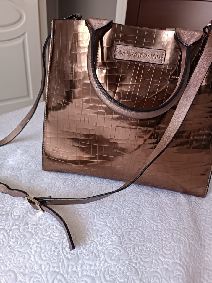 Parlak Bakir rengi Deri Kadın Çanta - Görsel 3