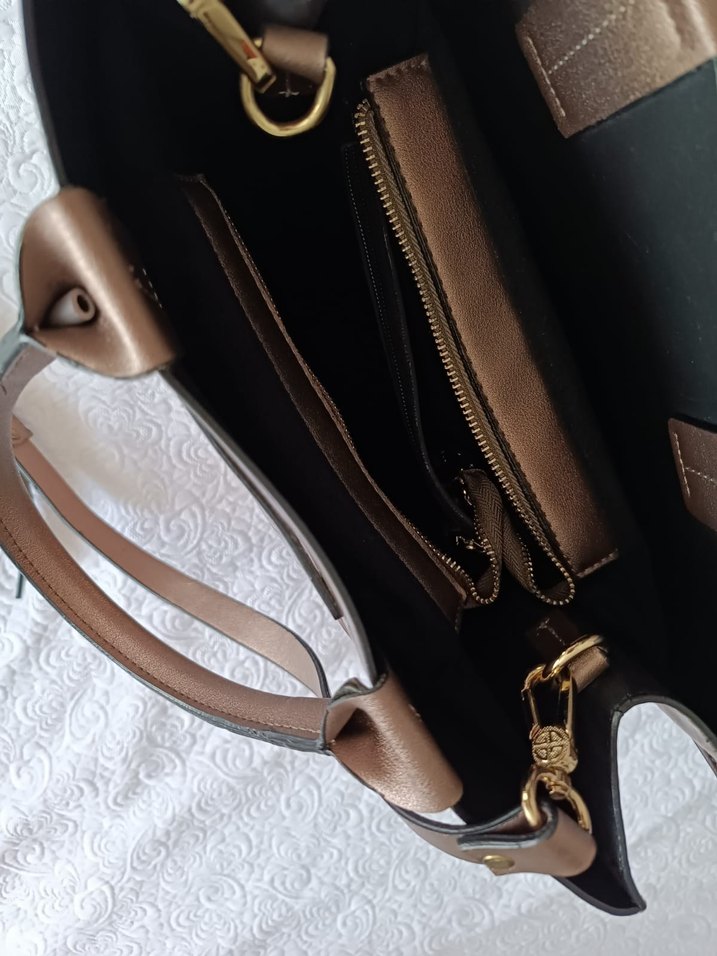 Parlak Bakir rengi Deri Kadın Çanta - Görsel 4