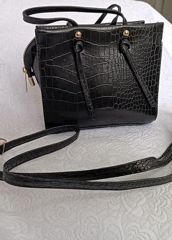 Yılan Desenli Siyah Deri Kadın Çanta - Görsel 2