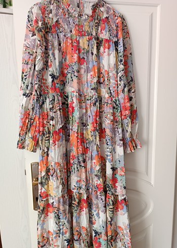 Uzun, Pilili, Çok Renkli Bohem Kadın Elbise 44   46 bedene  de - Görsel 3