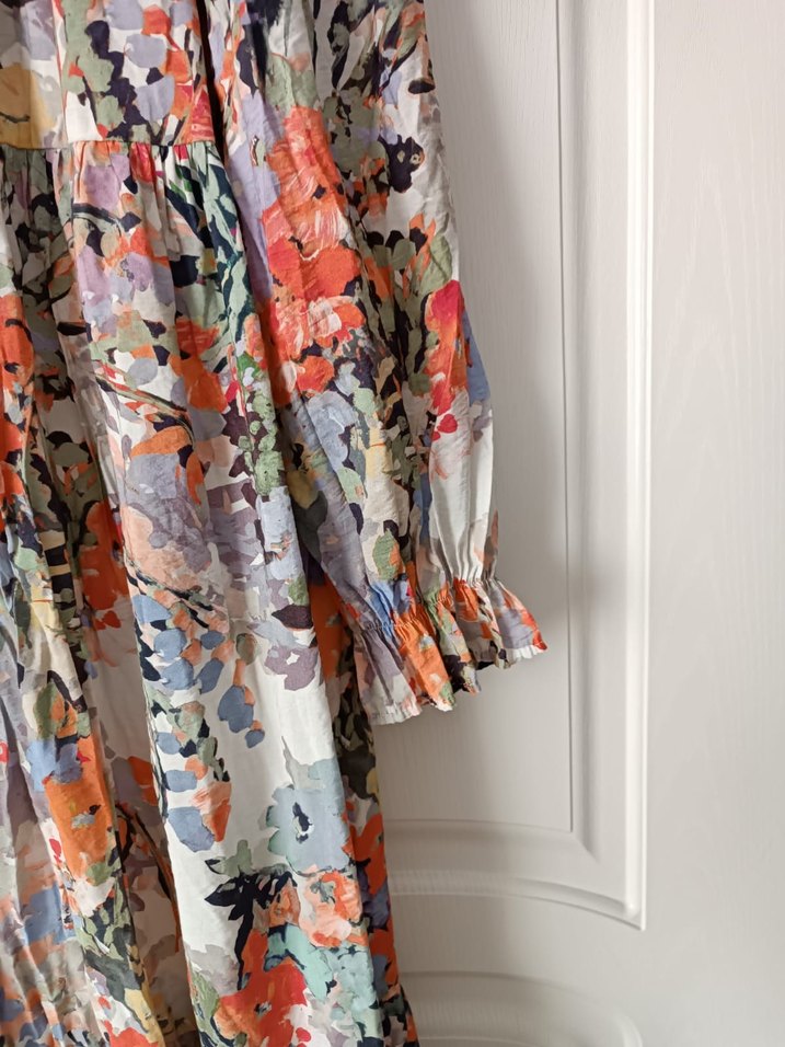 Uzun, Pilili, Çok Renkli Bohem Kadın Elbise 44   46 bedene  de - Görsel 2