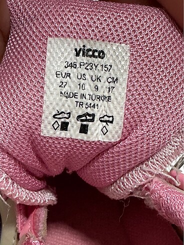 27 Beden pembe Renk Vicco Spor Ayakkabı