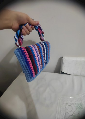 Renkli Örgü Kadın Çantası - Görsel 3