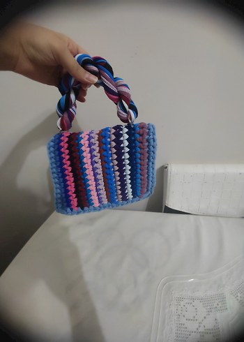 Renkli Örgü Kadın Çantası - Görsel 2