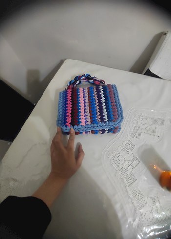 Renkli Örgü Kadın Çantası - Görsel 7