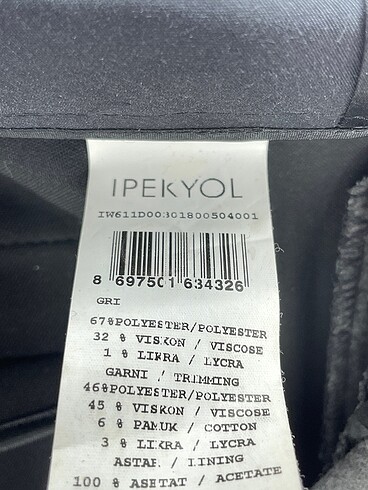 40 Beden gri Renk ipekyol Kumaş Pantolon %70 İndirimli.