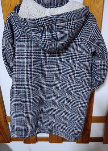 Gri Ekose Desenli  Çocuk Midi Palto - Görsel 6