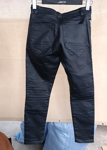 Siyah Fermuarlı Kadın Biker Deri Pantolon - Görsel 4