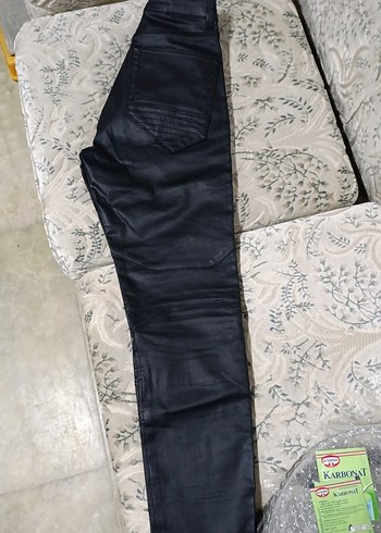 Siyah Fermuarlı Kadın Biker Deri Pantolon - Görsel 7