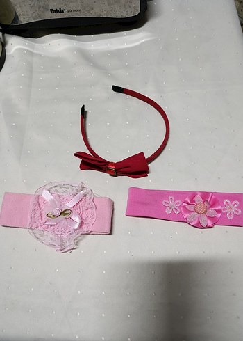 Çiçekli Pembe ve Kırmızı Renkli Kız Çocuk Saç Bantları - Görsel 6