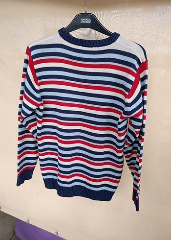 Çizgili Renkli Triko Erkek Kazak - Görsel 3