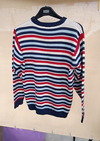 Çizgili Renkli Triko Erkek Kazak - Görsel 7