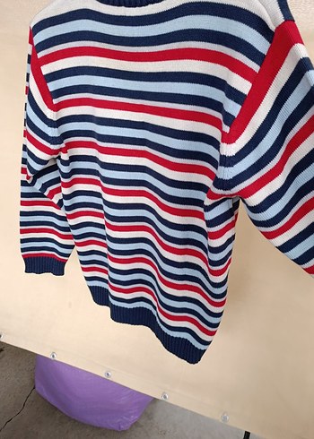 Çizgili Renkli Triko Erkek Kazak - Görsel 5