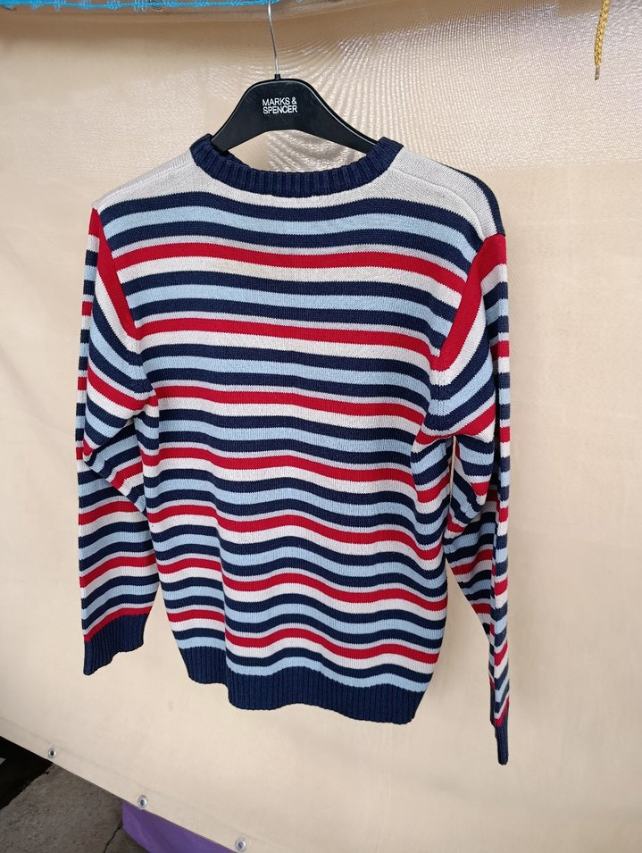 Çizgili Renkli Triko Erkek Kazak - Görsel 2