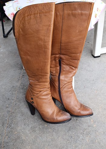 Deri Kahverengi Kadın Çizme - Görsel 2