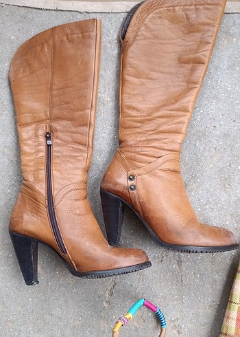 Deri Kahverengi Kadın Çizme - Görsel 6