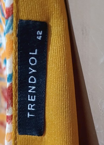 Renkli desenli  V Yaka  Elbise - Görsel 16