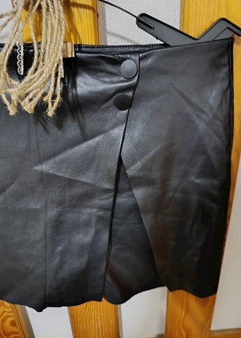 Siyah Deri Şort Etek - Görsel 15