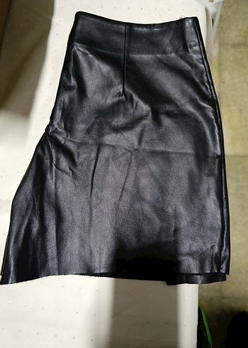 Siyah Deri Şort Etek - Görsel 14