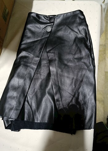 Siyah Deri Şort Etek - Görsel 13