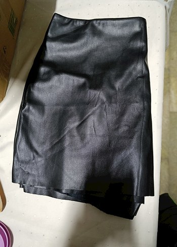 Siyah Deri Şort Etek - Görsel 11