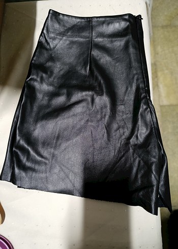 Siyah Deri Şort Etek - Görsel 12