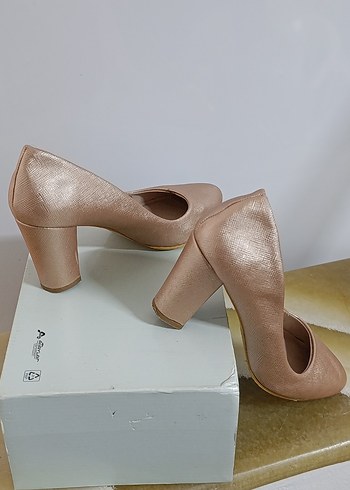 Pudra renk Kadın Blok Topuklu Stiletto - Görsel 3