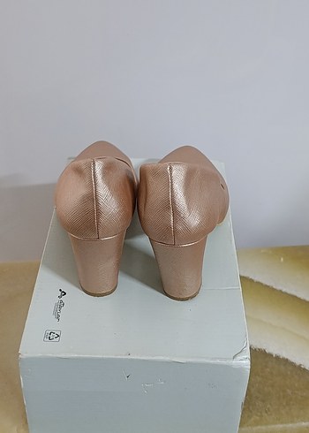 Pudra renk Kadın Blok Topuklu Stiletto - Görsel 4