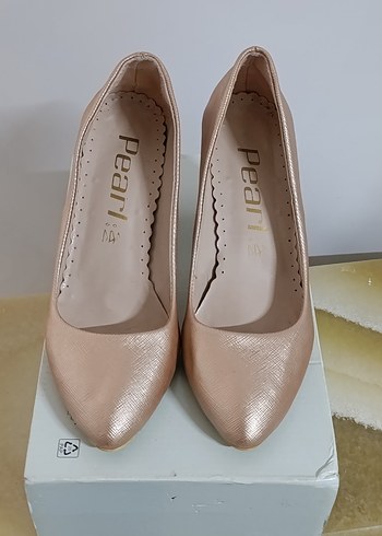 Pudra renk Kadın Blok Topuklu Stiletto - Görsel 2