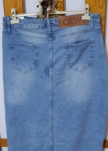 Mavi Uzun Denim Etek - Görsel 4