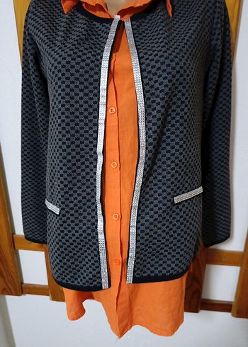 Düğmeli Gri Mini Kadın Ceket - Görsel 4