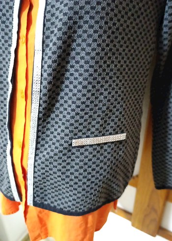 Düğmeli Gri Mini Kadın Ceket - Görsel 3