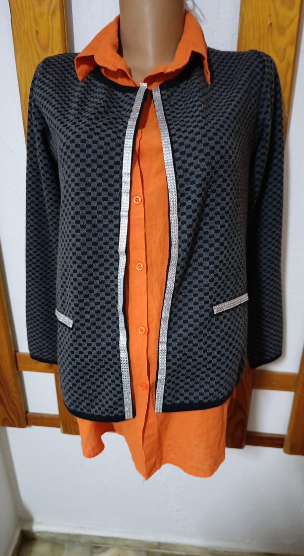 Düğmeli Gri Mini Kadın Ceket - Görsel 4