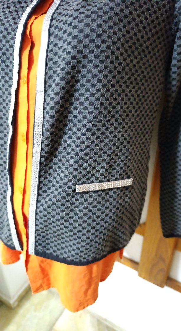 Düğmeli Gri Mini Kadın Ceket - Görsel 3