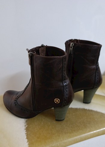 Kahverengi Deri Kadın Topuklu Bot - Görsel 5