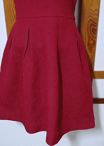 Kırmızı Pilili Elbise, V Yaka Özel günler için - Görsel 3