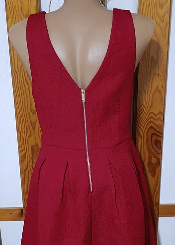 Kırmızı Pilili Elbise, V Yaka Özel günler için - Görsel 8