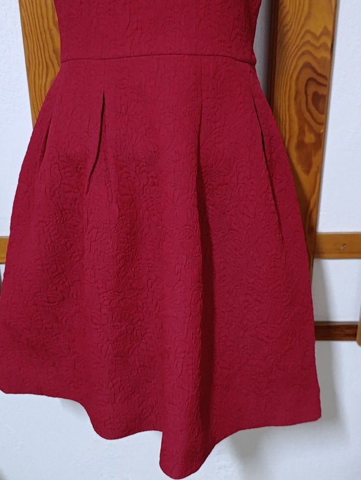 Kırmızı Pilili Elbise, V Yaka Özel günler için - Görsel 3