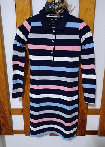 Çizgili Uzun Kollu Kadın Elbise - Görsel 3